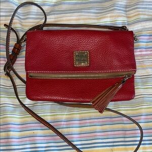 Dooney & Bourke Red Leather Foldover Crossbody Bag